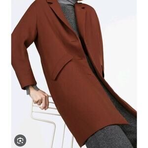 ZARA Women's Terracotta Overcoat Jacket Medium Long Sleeve Quiet Luxury EUC